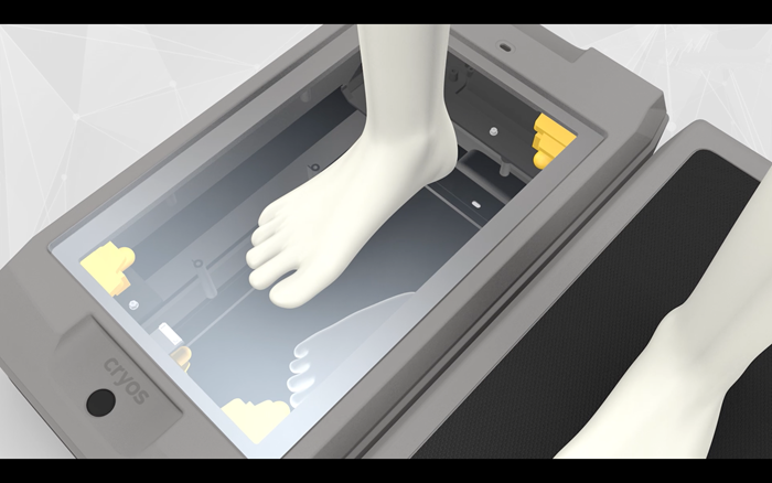 根據(jù)3d掃描儀原理創(chuàng)造帶Fuel3D技術(shù)的足部掃描儀CryoScan3D